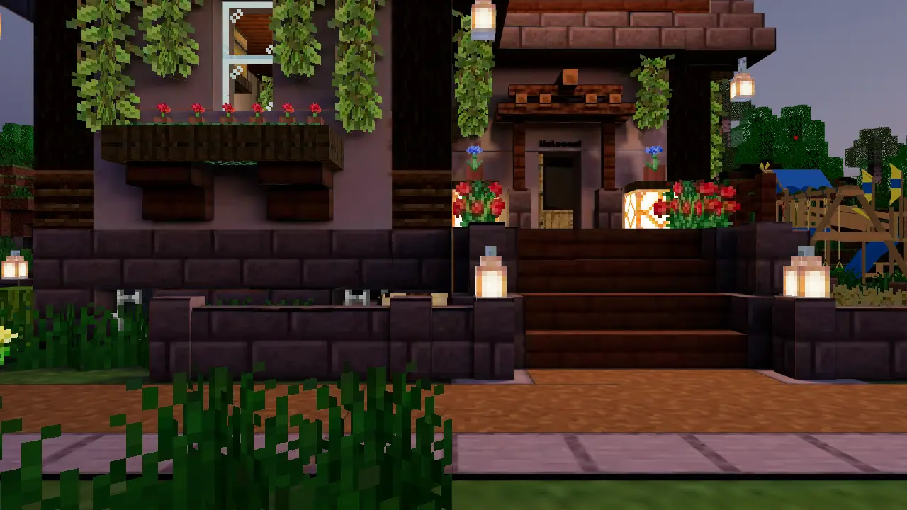 Pixel Pals toy showroom built as a playful cottage, with a rocking horse open in the product panel